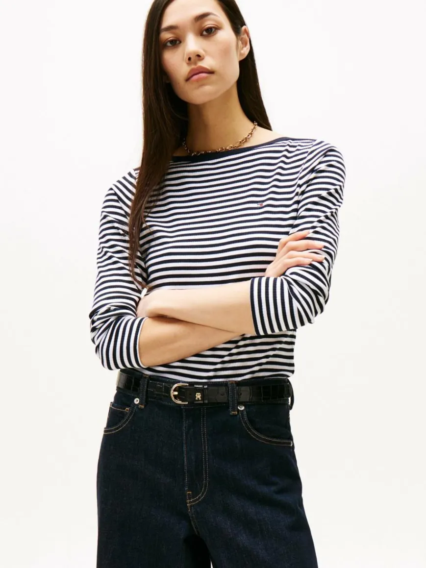 Tommy Hilfiger Shirts & Tops*Damen Langarmshirt marine weiß gestreift