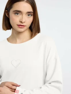 Frieda & Freddies Sweatshirts & Sweatjacken*Damen Langarmshirt weiß uni