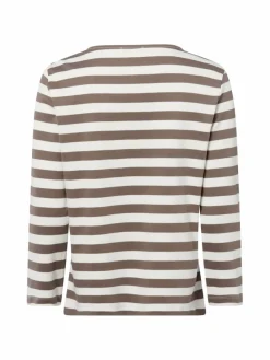 Marie Lund Shirts & Tops*Damen Langarmshirt ecru taupe gestreift