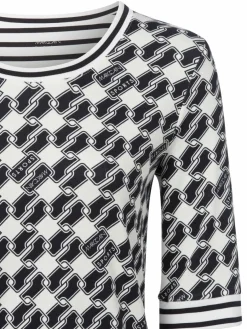 Marc Cain Sports Shirts & Tops*Damen Langarmshirt ecru marine gemustert