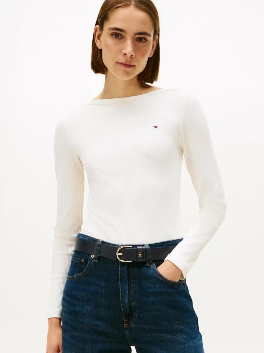 Tommy Hilfiger Shirts & Tops*Damen Langarmshirt weiß uni