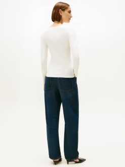 Tommy Hilfiger Shirts & Tops*Damen Langarmshirt weiß uni