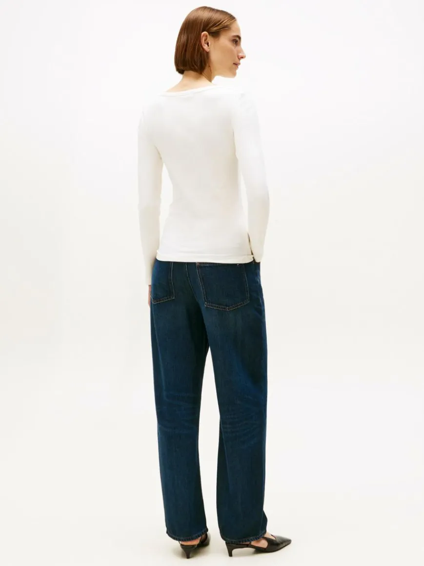 Tommy Hilfiger Shirts & Tops*Damen Langarmshirt weiß uni