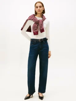 Tommy Hilfiger Shirts & Tops*Damen Langarmshirt weiß uni