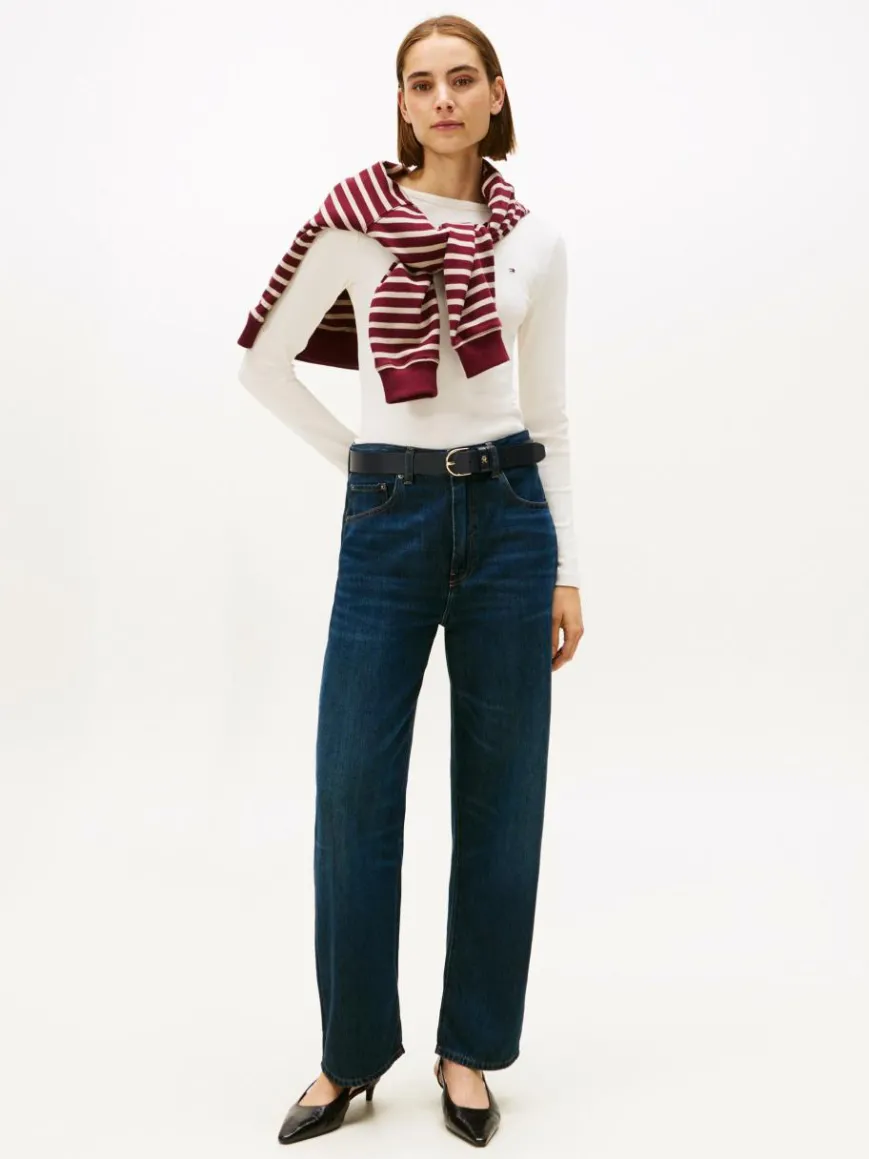 Tommy Hilfiger Shirts & Tops*Damen Langarmshirt weiß uni