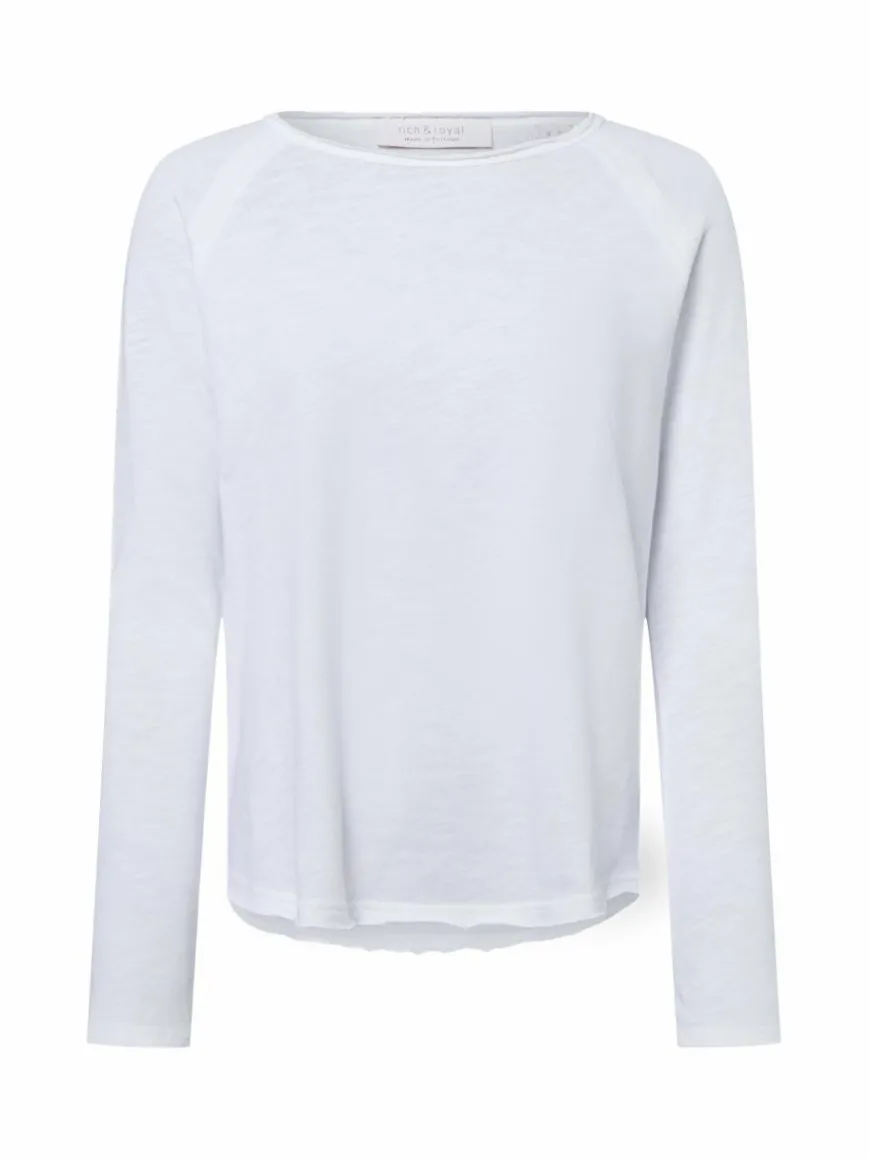Rich & Royal Shirts & Tops*Damen Langarmshirt weiß uni