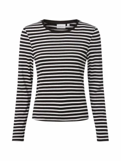 comma casual identity Shirts & Tops*Damen Langarmshirt ecru schwarz gestreift