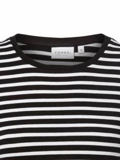 comma casual identity Shirts & Tops*Damen Langarmshirt ecru schwarz gestreift