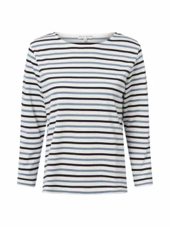 Marie Lund Shirts & Tops*Damen Langarmshirt ecru marine gestreift