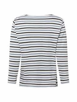 Marie Lund Shirts & Tops*Damen Langarmshirt ecru marine gestreift
