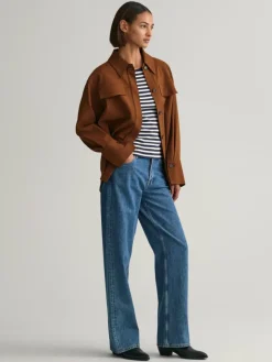 Gant Shirts & Tops*Damen Langarmshirt marine ecru gestreift