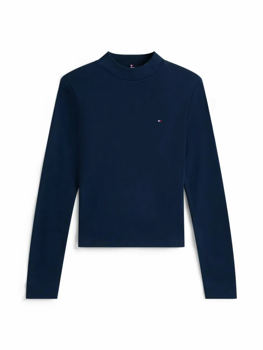 Tommy Hilfiger Shirts & Tops*Damen Langarmshirt - marine uni