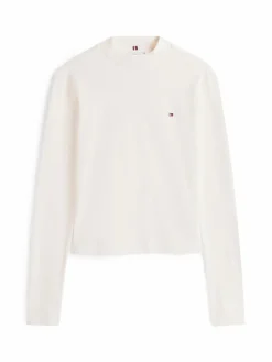 Tommy Hilfiger Shirts & Tops*Damen Langarmshirt - ecru uni