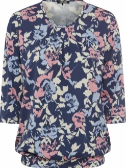 Olsen Shirts & Tops*Damen Langarmshirt - Clara indigo altrosa gemustert