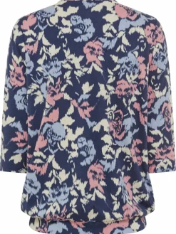 Olsen Shirts & Tops*Damen Langarmshirt - Clara indigo altrosa gemustert