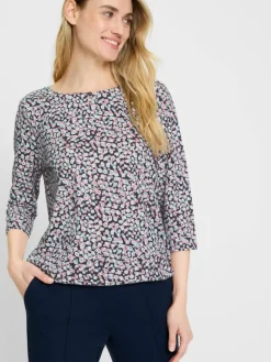 Olsen Shirts & Tops*Damen Langarmshirt - Clara marine altrosa gemustert