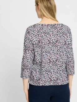 Olsen Shirts & Tops*Damen Langarmshirt - Clara marine altrosa gemustert