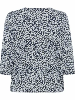 Olsen Shirts & Tops*Damen Langarmshirt - Clara marine ecru gemustert