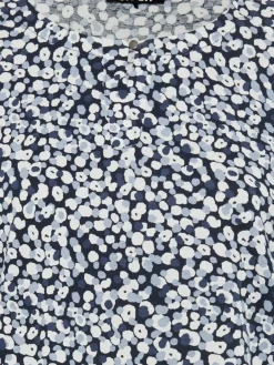 Olsen Shirts & Tops*Damen Langarmshirt - Clara marine ecru gemustert