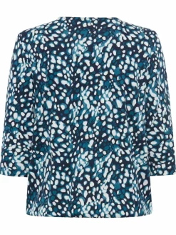 Olsen Shirts & Tops*Damen Langarmshirt - Clara marine mehrfarbig gemustert