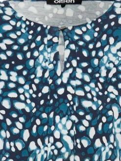 Olsen Shirts & Tops*Damen Langarmshirt - Clara marine mehrfarbig gemustert