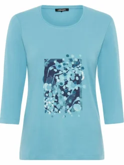 Olsen Shirts & Tops*Damen Langarmshirt - Edda türkis bedruckt