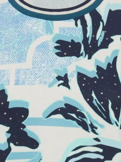 Olsen Shirts & Tops*Damen Langarmshirt - Edda aqua ecru bedruckt