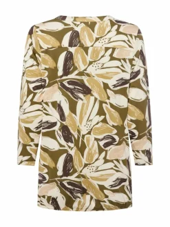 soyaconcept® Shirts & Tops*Damen Langarmshirt - Felicity oliv beige gemustert