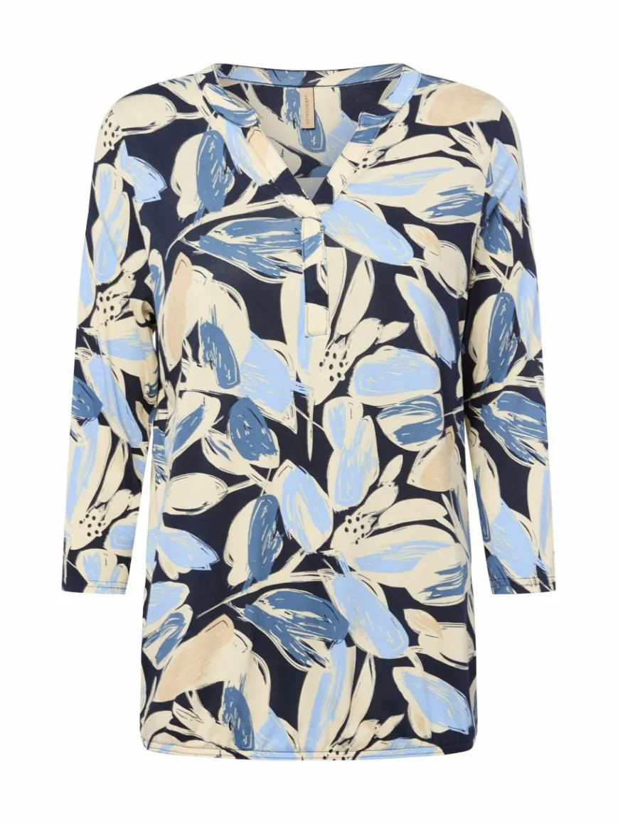 soyaconcept® Shirts & Tops*Damen Langarmshirt - Felicity hellblau beige gemustert