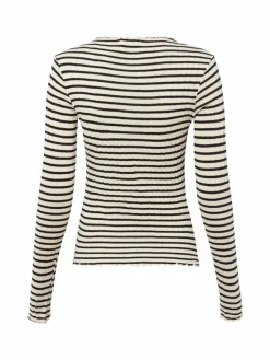 Vila Shirts & Tops*Damen Langarmshirt - VIRika ecru schwarz gestreift