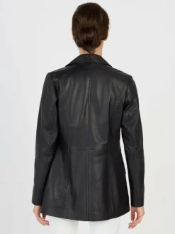 JCC Blazer*Damen Lederblazer schwarz uni