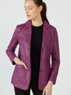 JCC Blazer*Damen Lederblazer lila uni