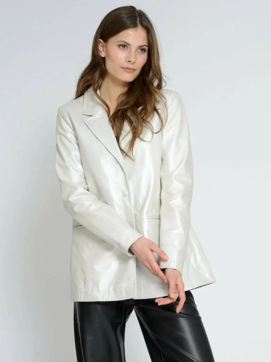 Maze Blazer*Damen Lederblazer weiß uni