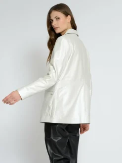 Maze Blazer*Damen Lederblazer weiß uni
