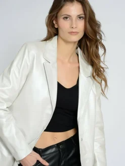 Maze Blazer*Damen Lederblazer weiß uni