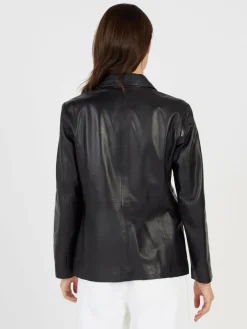 JCC Blazer*Damen Lederblazer schwarz uni