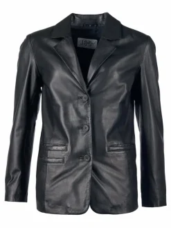 JCC Blazer*Damen Lederblazer schwarz uni