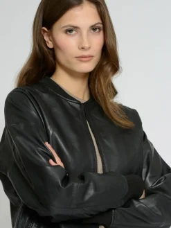 Maze Jacken & Westen*Damen Lederblouson schwarz uni