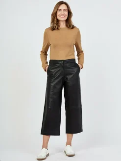 JCC Hosen*Damen Lederhose schwarz uni