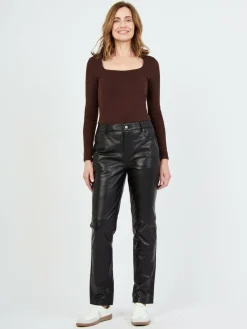 JCC Hosen*Damen Lederhose schwarz uni