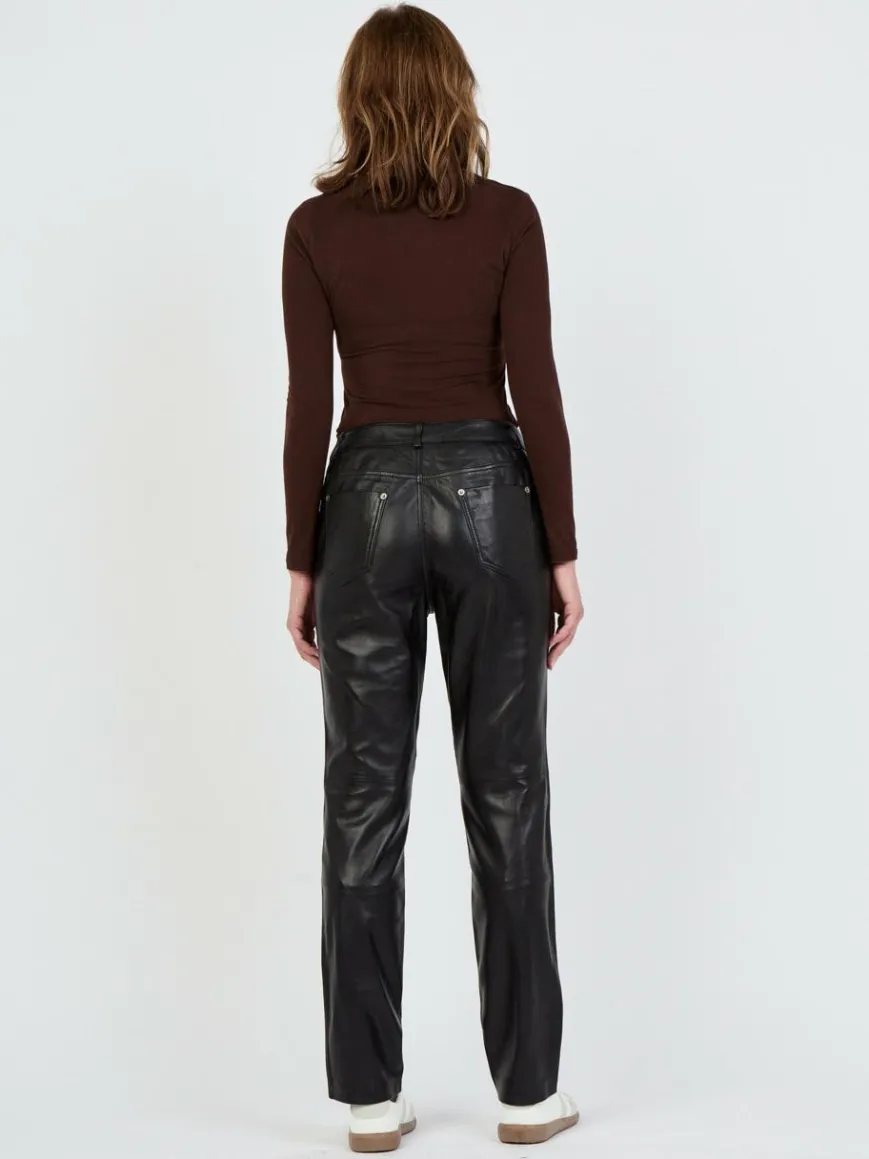 JCC Hosen*Damen Lederhose schwarz uni