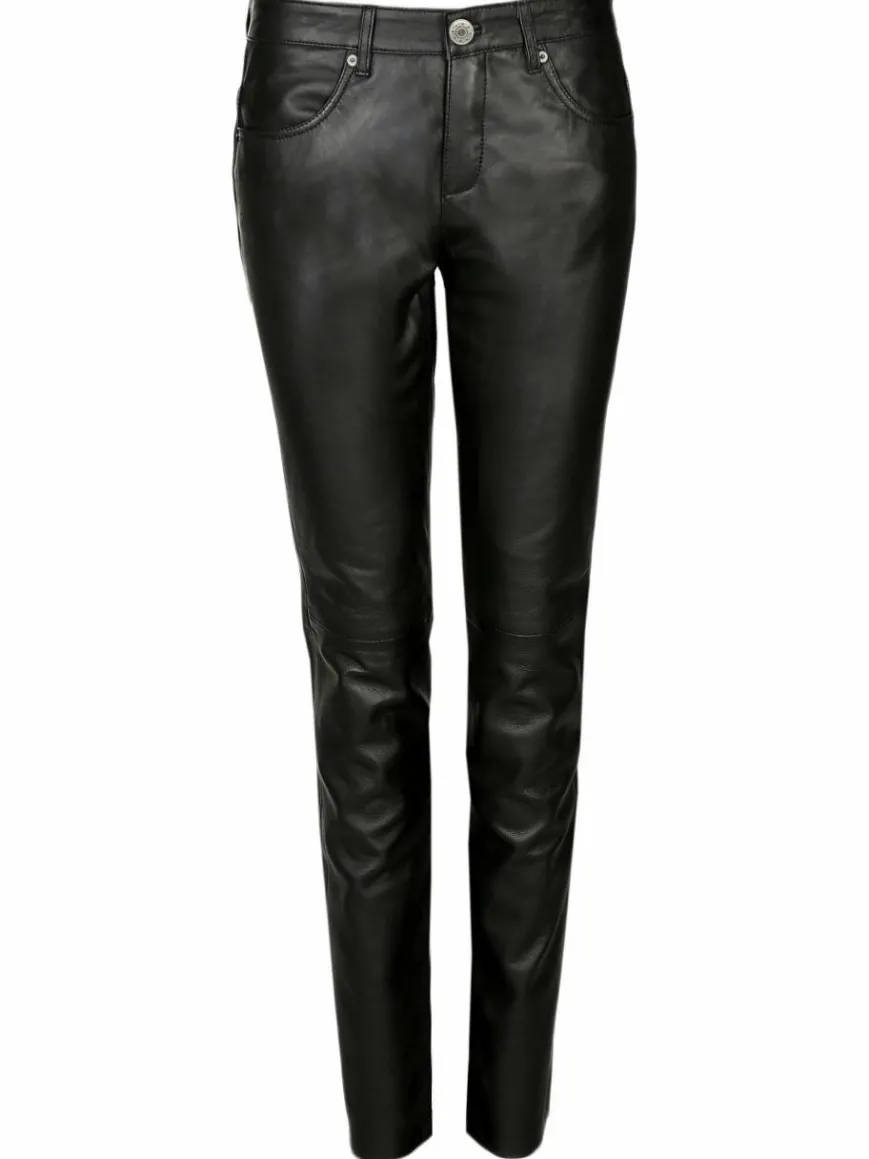 JCC Hosen*Damen Lederhose schwarz uni