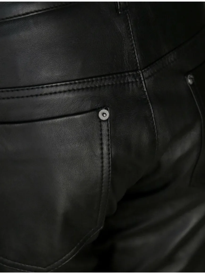 JCC Hosen*Damen Lederhose schwarz uni