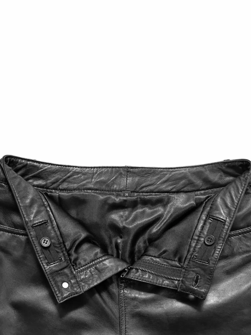 JCC Hosen*Damen Lederhose schwarz uni