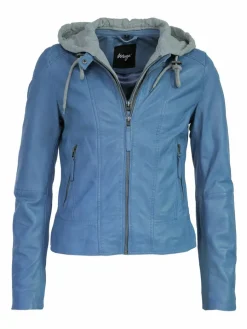 Maze Blazer*Damen Lederjacke blau uni
