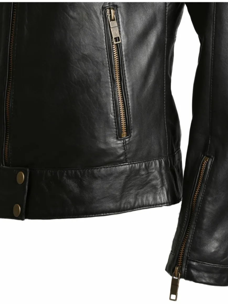 JCC Jacken & Westen*Damen Lederjacke schwarz uni