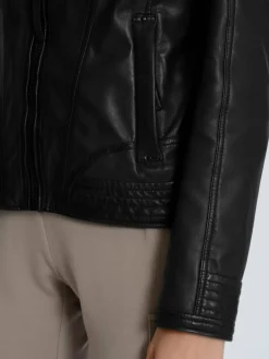 Mustang Blazer*Damen Lederjacke schwarz uni