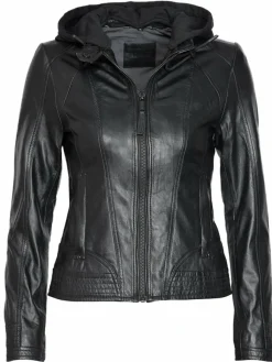 Mustang Blazer*Damen Lederjacke schwarz uni
