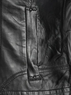 Mustang Blazer*Damen Lederjacke schwarz uni