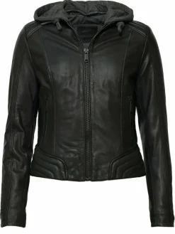 Mustang Blazer*Damen Lederjacke schwarz uni